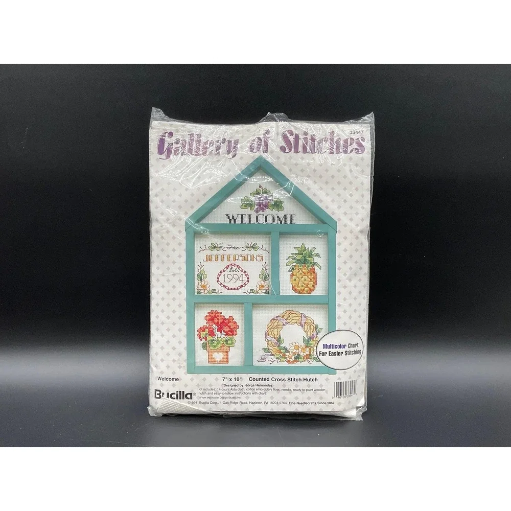 Bucilla‎ Gallery of Stitches Welcome Cross‑Stitch Hutch Kit 14‑Count 7×10 in